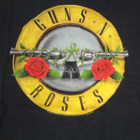 GUNS -N- ROSES FLOWERS AND REVOLVERS LOGO - BLACK MEDIUM T-SHIRT L213 - Picture 2 of 4